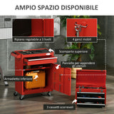 easycomfort easycomfort carrello porta attrezzi 2 in 1 con cassetta rimovibile e armadietto con chiave in acciaio rosso