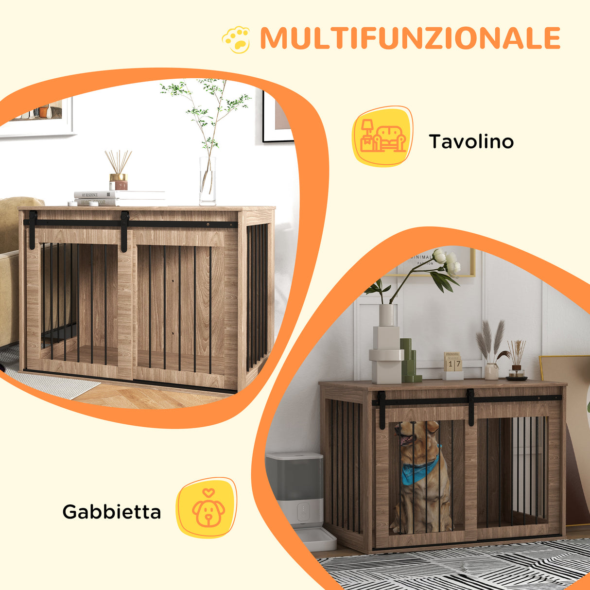 easycomfort easycomfort casetta per cani grandi con porta scorrevole per interno in legno 98x58x61cm marrone