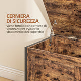 easycomfort easycomfort cassapanca in legno da 95l stile industriale con coperchio e cerniera di sicurezza 80x40x49cm marrone