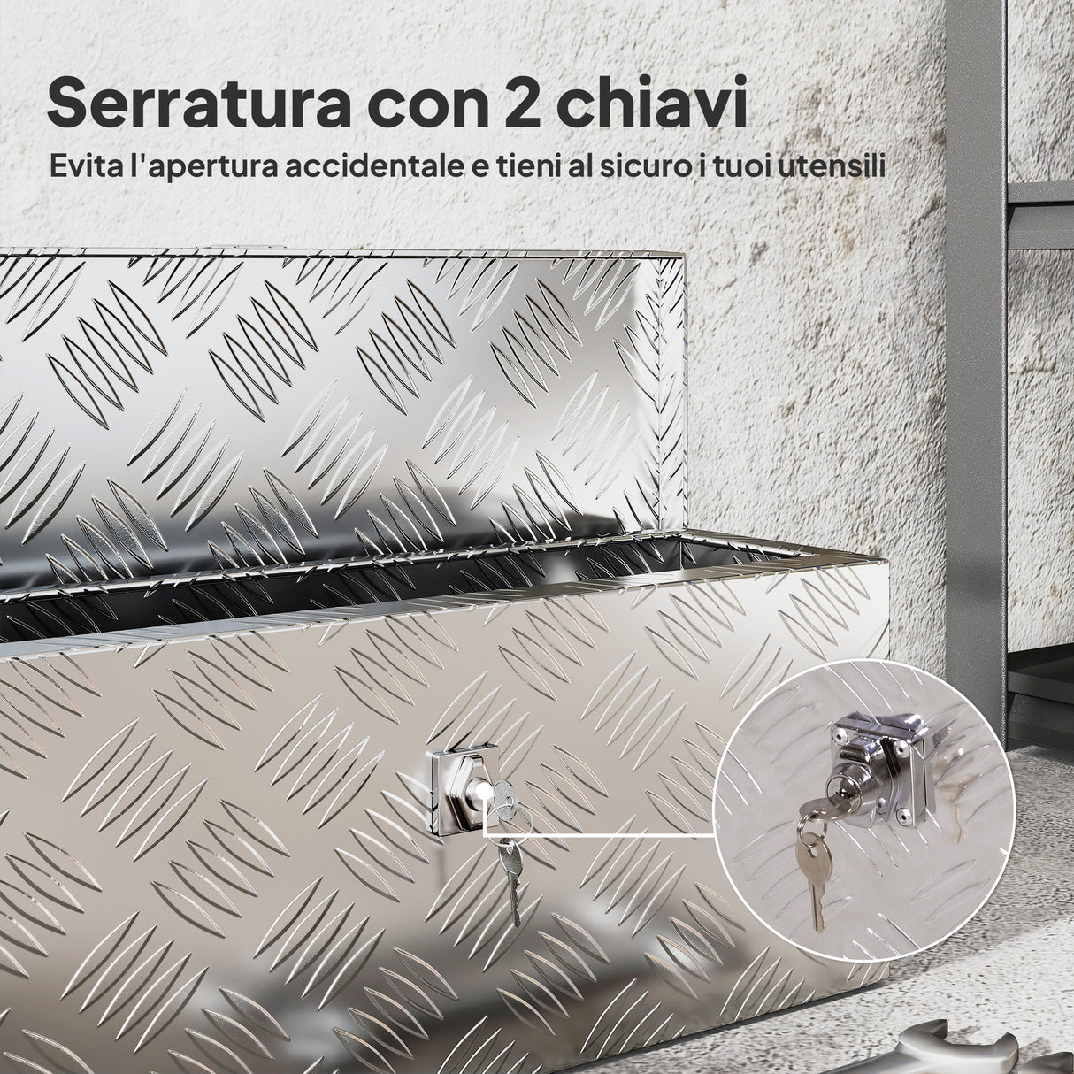 easycomfort easycomfort cassetta portautensili da 2 kg con chiusura a chiave in lamiera di alluminio 50x15 5x20 5 cm argento