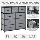 easycomfort easycomfort cassettiera con 9 cassetti in tessuto pieghevoli e struttura in acciaio e legno 100x30x100cm nero e grigio