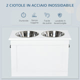 easycomfort easycomfort ciotole rialzate per cani grandi supporto in mdf con 2 ciotole in acciaio inox 60x30x41 cm bianco