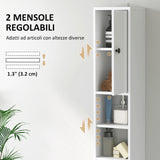 easycomfort easycomfort colonna bagno salvaspazio con 2 armadietti 3 ripiani aperti e cassetto in legno 20x20x178 cm bianco