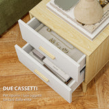 easycomfort easycomfort comodino con 2 cassetti in legno in stile scandinavo 40x40x50 cm rovere