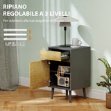 easycomfort easycomfort comodino con cassetto e armadietto moderno senza maniglie 40x39x69 cm grigio scuro e legno