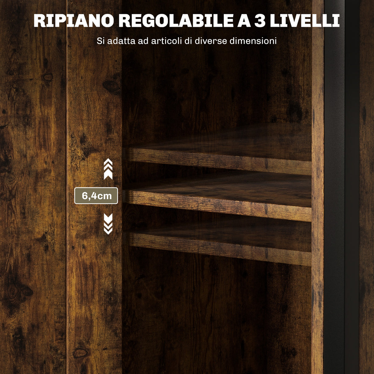 easycomfort easycomfort comodino industriale con 2 ripiani e scaffale interno regolabile in legno e acciaio 34x30x80 cm marrone