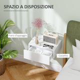 easycomfort easycomfort comodino sospeso moderno con cassetto in legno 40x30x15 cm bianco