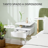 easycomfort easycomfort comodino sospeso per camera da letto con cassetto e mensola in legno 35x32x22 5cm bianco