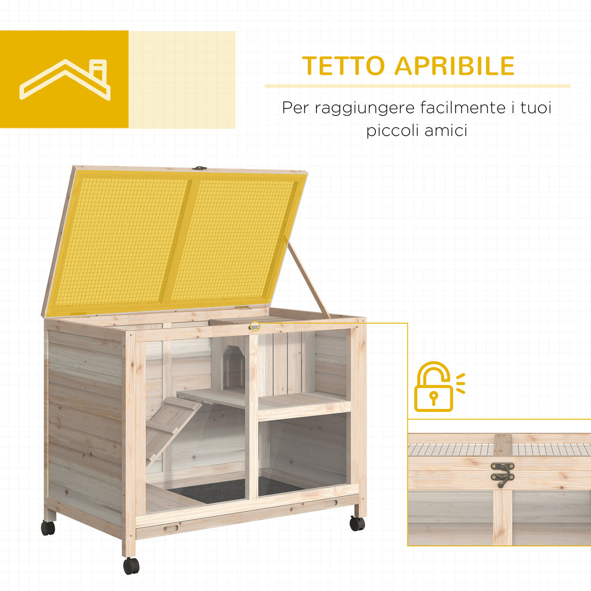 easycomfort easycomfort conigliera in legno a 2 piani con casetta rampa e vassoio estraibile 91 5x53 3x73cm