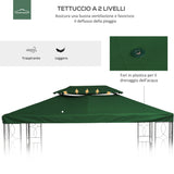 easycomfort easycomfort copertura per gazebo 4x3 m a 2 livelli in poliestere con cinghie e 10 fori di drenaggio verde