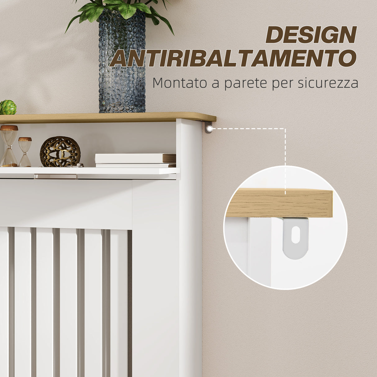 easycomfort easycomfort copritermosifone a doghe antiribaltamento con cassetto portaoggetti in legno 112x19x97 cm bianco