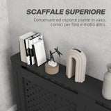 easycomfort easycomfort copritermosifoni in legno mdf traforato a croce con ripiano e fissaggio a muro 152x19x82 cm nero