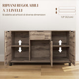 easycomfort easycomfort credenza buffet in stile industriale con cassetto e 3 armadietti in legno marrone 120x36 5x70 cm