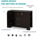 easycomfort easycomfort credenza in stile classico per sala da pranzo con 2 ante 3 cassetti e 3 ripiani in legno scuro 120 x 38 x 84cm ean 8054111848381