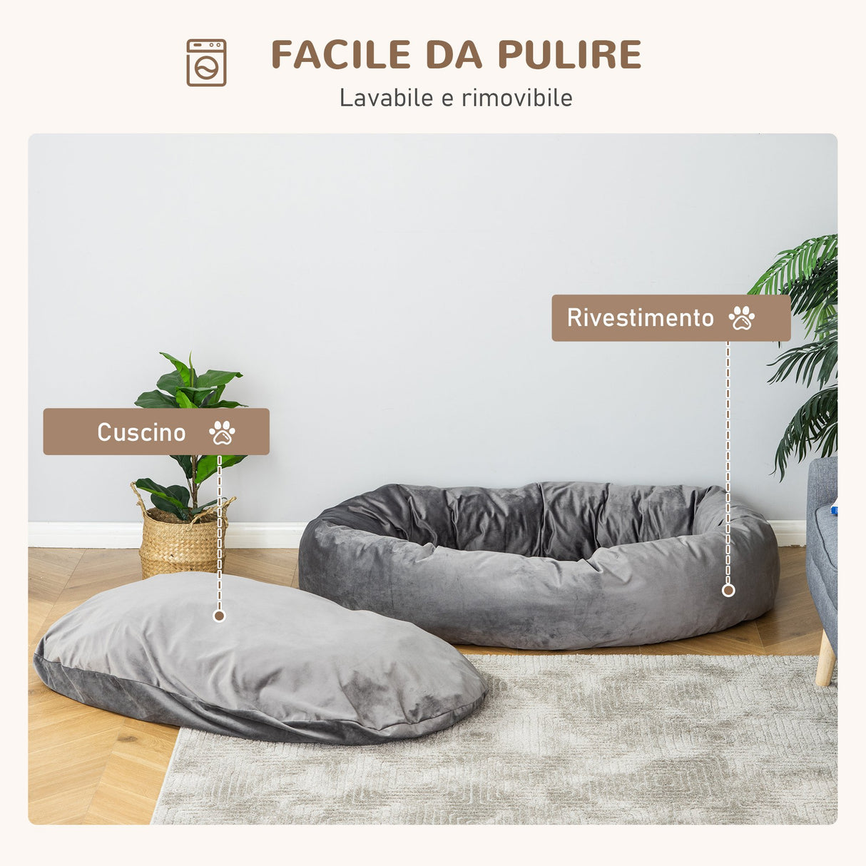 immagine-5-easycomfort-easycomfort-cuccia-per-cani-imbottita-con-bordi-rialzati-e-rivestimento-sfoderabile-132x89x28cm-grigio-scuro