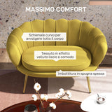 easycomfort easycomfort divanetto 2 posti in stile industrial chic in tessuto effetto velluto e metallo 130x77x77 cm giallo