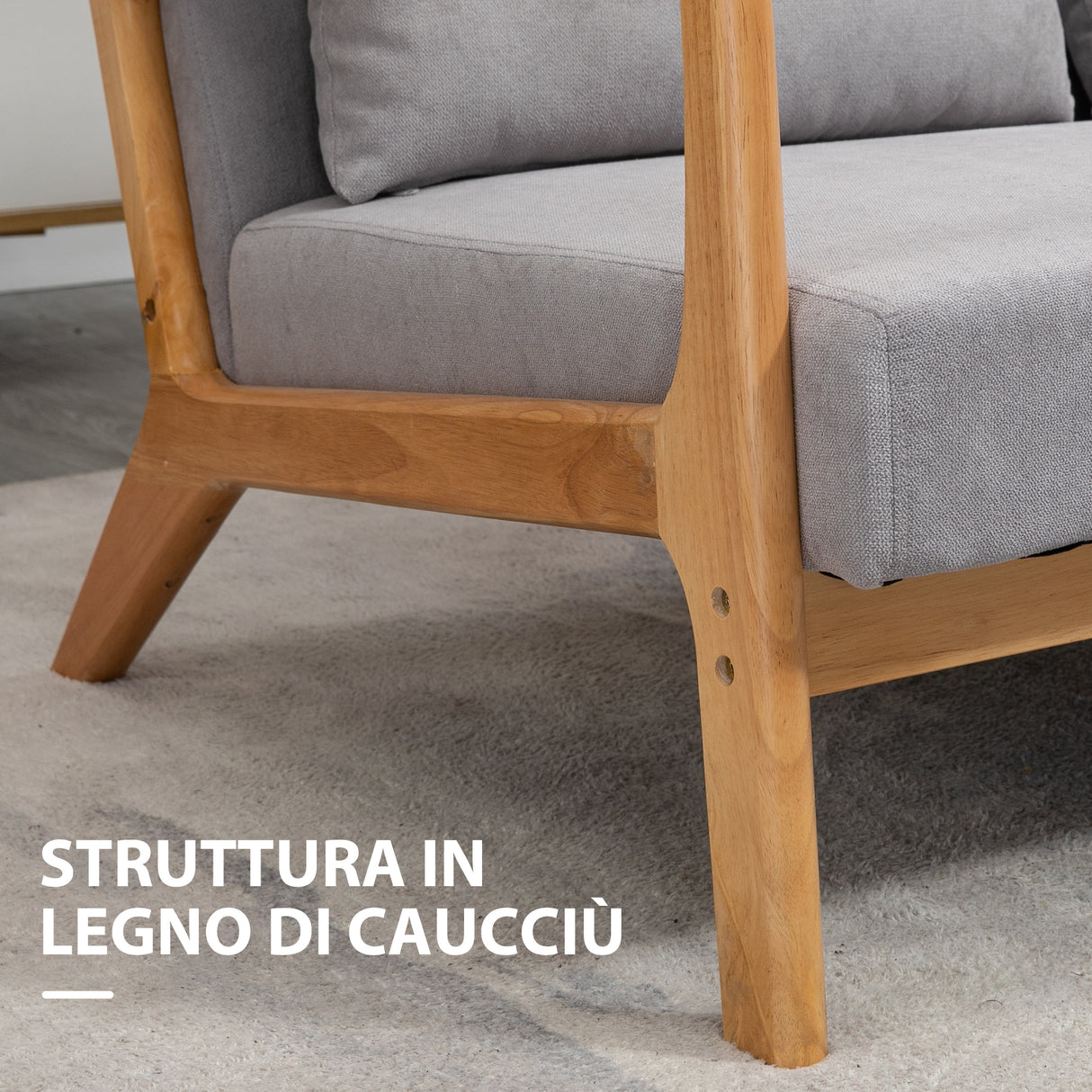 easycomfort easycomfort divano 2 posti moderno in legno con cuscini seduta imbottita e tessuto effetto velluto 122x80x72 cm grigio