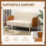 easycomfort easycomfort divano 2 posti stile nordico in tessuto effetto velluto e legno 138x73x74 cm crema e arancione