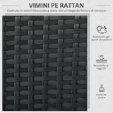 easycomfort easycomfort divano da giardino a 2 posti con cuscino e braccioli in rattan pe e acciaio 100x54x80cm nero