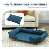 easycomfort easycomfort divano lettino per cani grandi fino 30 kg da interno con cuscino rimovibile 96x66x24 cm blu