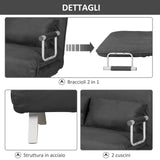easycomfort easycomfort divano letto 2 posti in similpelle e acciaio con seduta regolabile in 5 posizioni 105x80x78 cm grigio