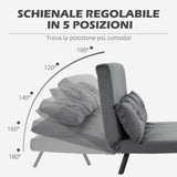 easycomfort easycomfort divano letto 3 in 1 in tessuto effetto velluto con schienale regolabile e 2 cuscini 102x73x81 cm grigio scuro