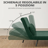 easycomfort easycomfort divano letto 3 in 1 in tessuto effetto velluto con schienale regolabile e 2 cuscini 102x73x81 cm verde