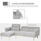 easycomfort easycomfort divano letto 3 posti divano angolare in tessuto grigio con schienale regolabile stile scandinavo 207x146x80cm