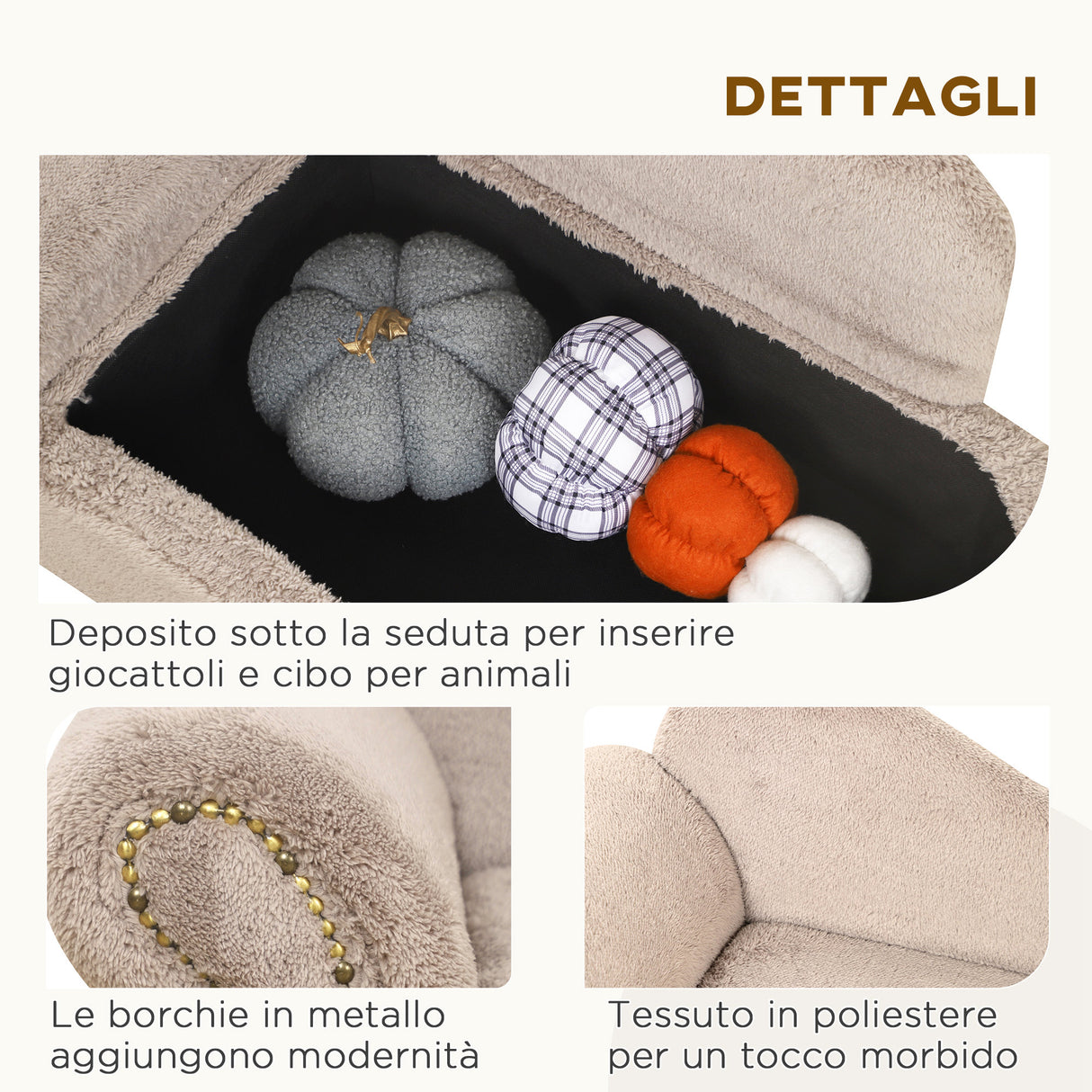 easycomfort easycomfort divano per cani rialzato con spazio portaoggetti a scomparsa in legno e tessuto vellutato 80x40x46 cm beige