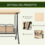 easycomfort easycomfort dondolo da giardino 2 posti con tetto parasole regolabile e tasche laterali beige