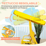 easycomfort easycomfort dondolo per bambini da esterno a 2 posti con tettuccio regolabile e cinture di sicurezza 112x75x120 cm giallo