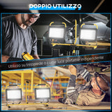 easycomfort easycomfort faretti led da lavoro da 6500k con treppiede staccabile in alluminio e metallo 75x62x170 cm giallo e nero