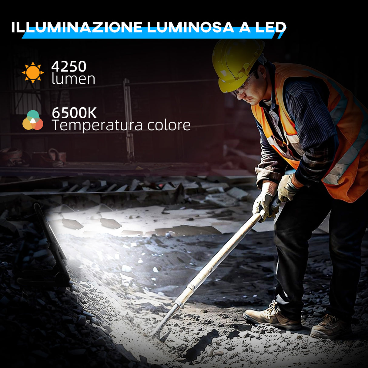 easycomfort easycomfort faretto led da lavoro da 6500k con testa girevole e supporto in alluminio e metallo 25 5x16x25 5 cm nero