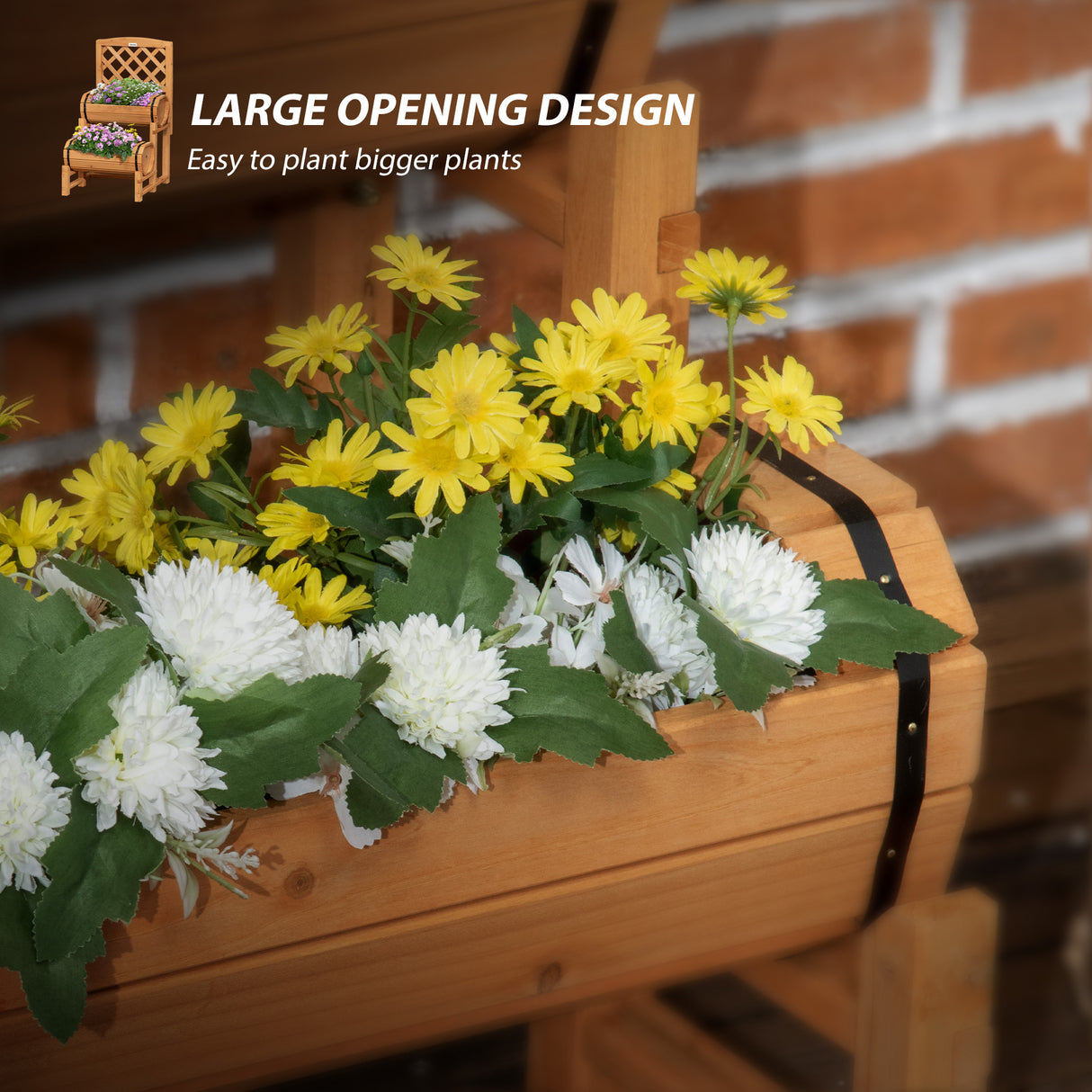 easycomfort easycomfort fioriera da esterno a mezza botte in legno dabete con design verticale rialzato 45x45x80 cm