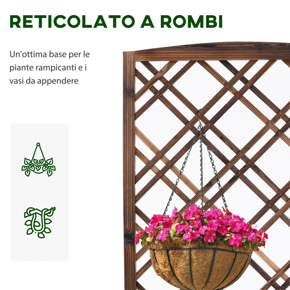 easycomfort easycomfort fioriera da esterno con grigliato in legno per piante rampicanti 60x30x122 5 cm marrone