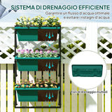 easycomfort easycomfort fioriera da esterno verticale e 3 vasi per piante in plastica con fori di drenaggio 56x42x100 cm verde