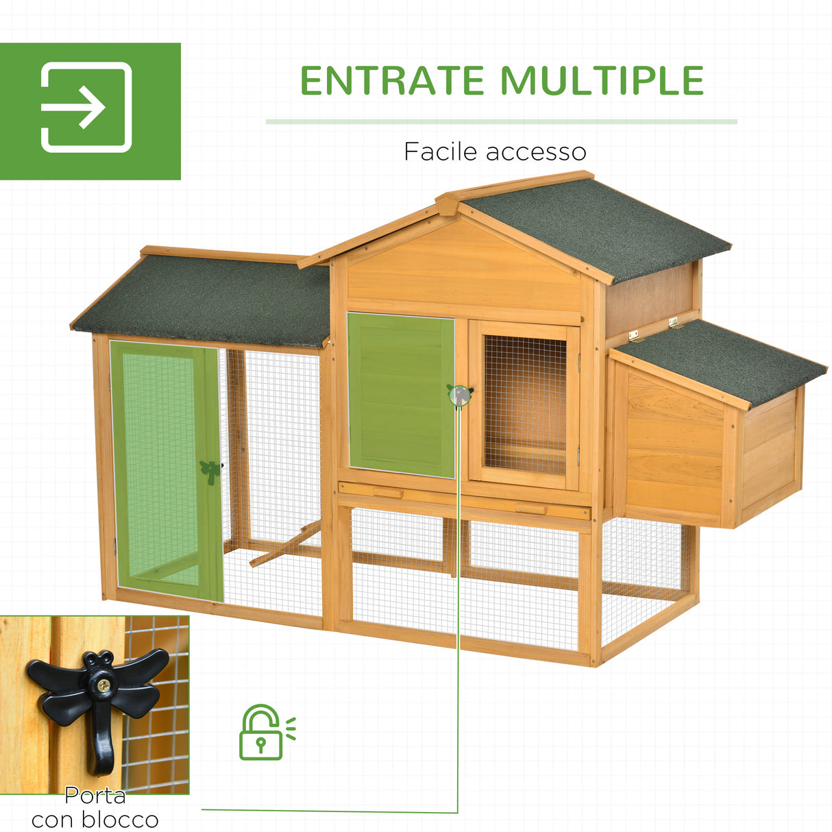 immagine-5-easycomfort-easycomfort-gabbia-per-galline-con-casetta-e-area-aperta-nido-con-tetto-apribile-e-rete-metallica-pollaio-in-legno-giallo-168x75x103cm