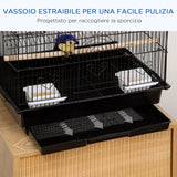 easycomfort easycomfort gabbia per uccelli con maniglia di trasporto e vassoio estraibile in metallo e plastica 50 5x41x63 cm nero