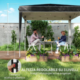 easycomfort easycomfort gazebo 3x3 m per 6 9 persone ad altezza regolabile con fori di drenaggio in metallo e tessuto oxford nero