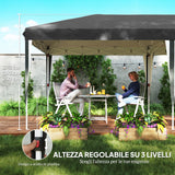easycomfort easycomfort gazebo 3x6 m per 12 18 persone ad altezza regolabile con fori di drenaggio in metallo e tessuto oxford grigio