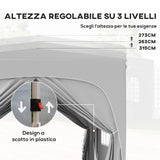 easycomfort easycomfort gazebo da giardino 3x3m pieghevole con altezza regolabile protezione upf50 e borsa grigio chiaro