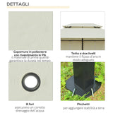 easycomfort easycomfort gazebo da giardino 3x4 m con tende e tetto a 2 livelli bianco crema