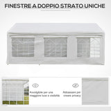 easycomfort easycomfort gazebo da giardino 6x3 m con finestre laterali 3 stanze e porte a cerniera bianco