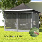 easycomfort easycomfort gazebo da giardino ad altezza regolabile con zanzariera in poliestere e metallo 357x357x310 cm grigio scuro