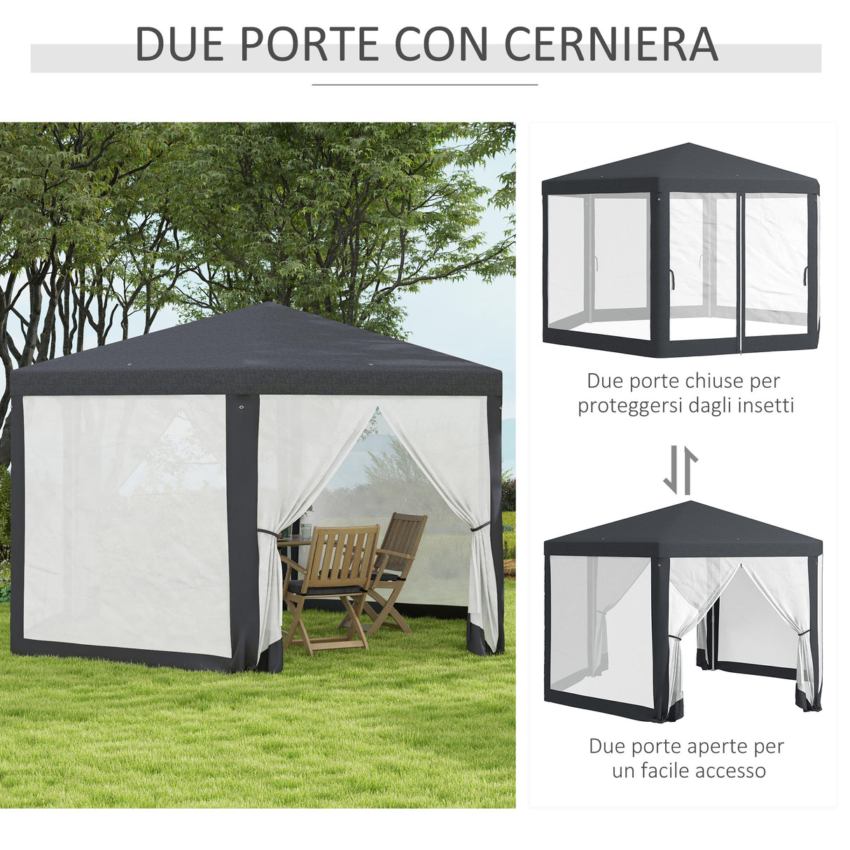 easycomfort easycomfort gazebo da giardino esagonale con doppio ingresso in metallo e poliestere 3 94x3 94x2 5 m grigio