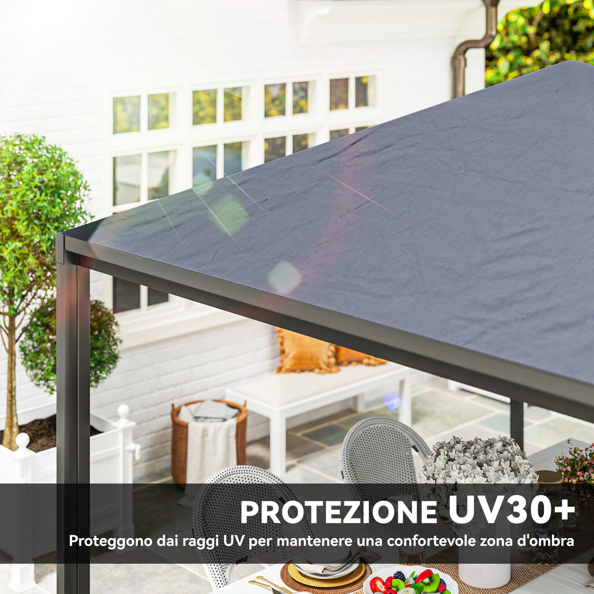 easycomfort easycomfort gazebo da giardino estensibile con ruote e copertura in poliestere upf30 3x3 m3x5 6 m grigio