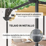 easycomfort easycomfort gazebo pergola 3x3 con tetto retrattile e fori di drenaggio in poliestere e acciaio beige e nero