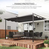 easycomfort easycomfort gazebo pergola 4x3m in acciaio e poliestere con tettuccio scorrevole grigio