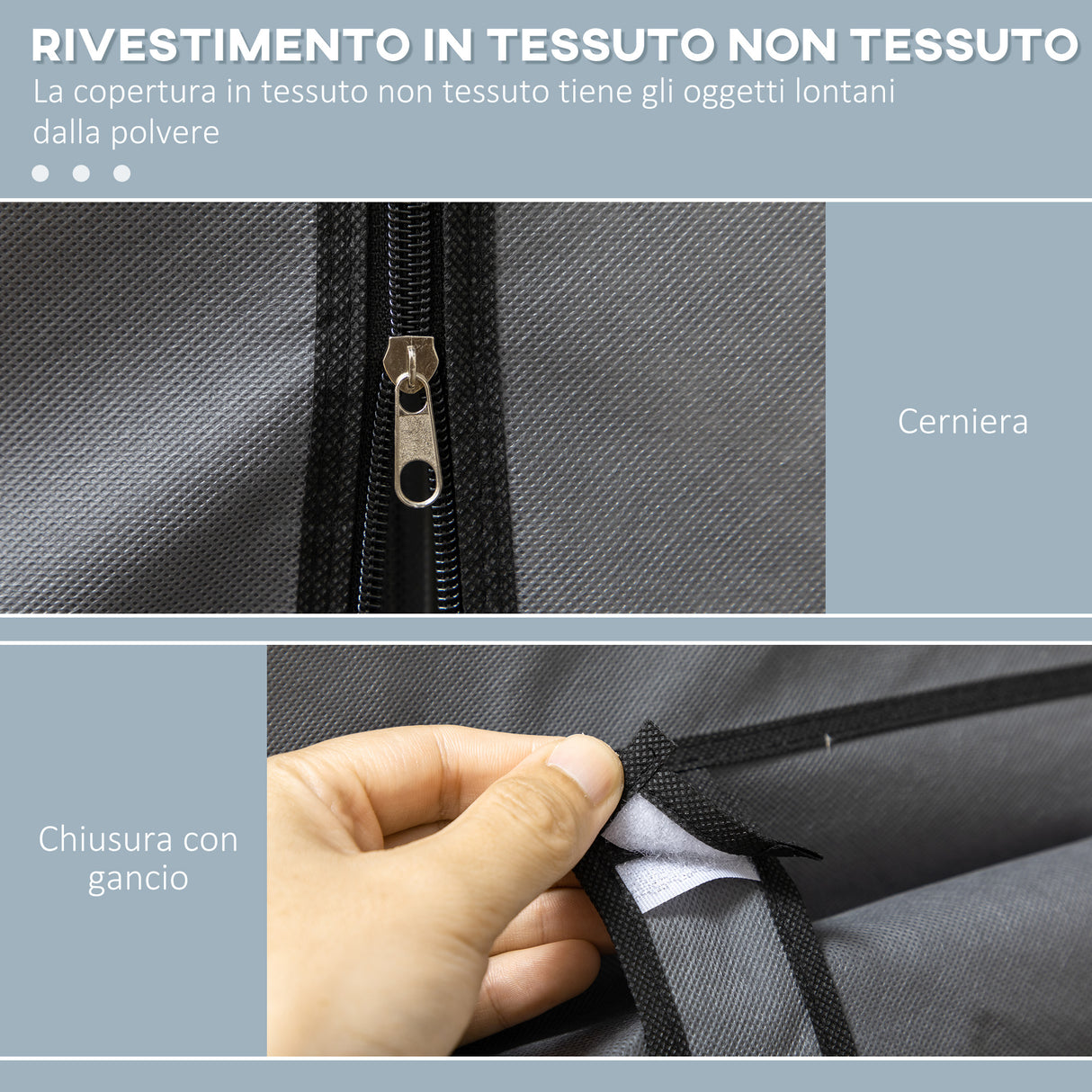 easycomfort easycomfort guardaroba in tessuto non tessuto e acciaio con 8 ripiani e 2 barre 125x43x162 5 cm grigio carbone