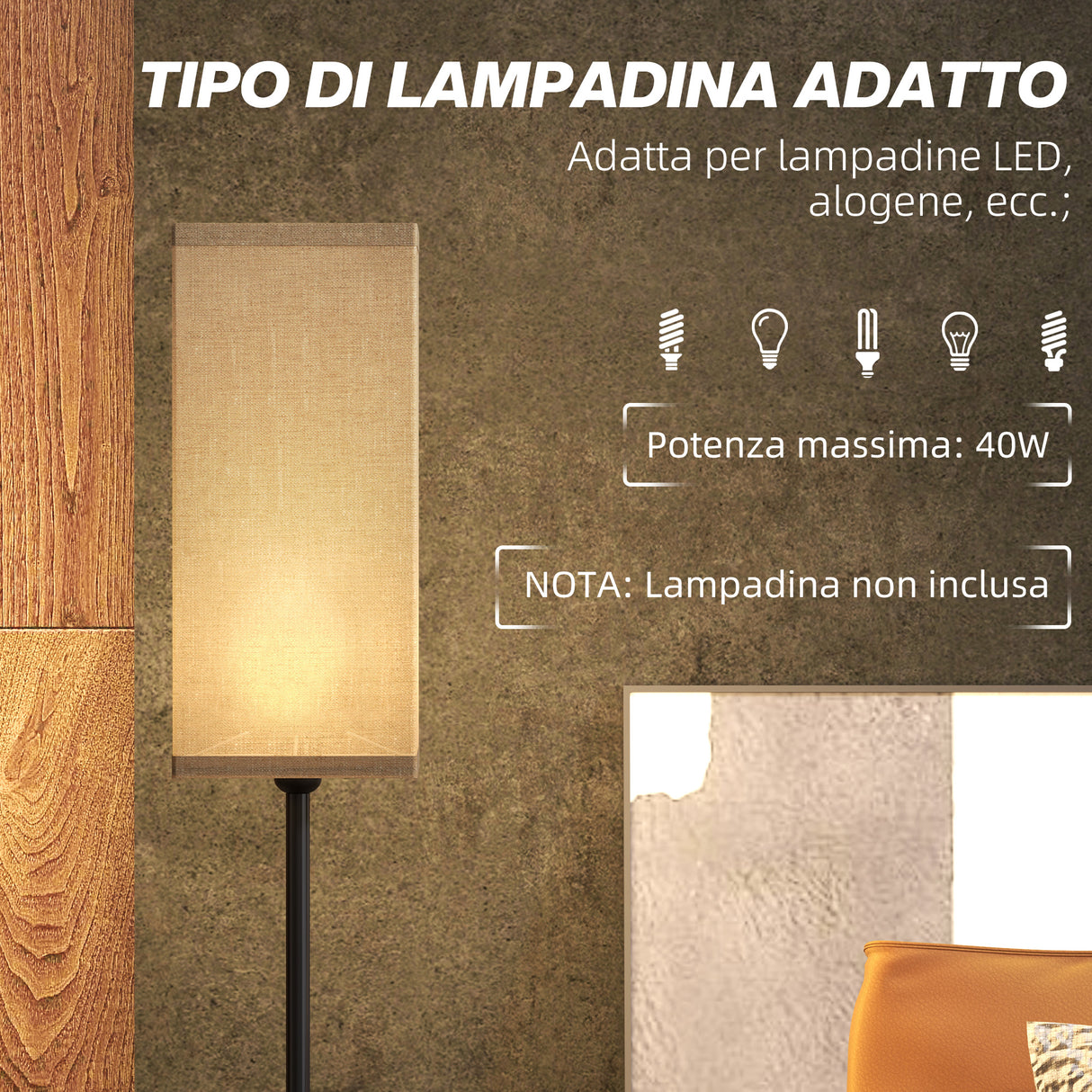 easycomfort easycomfort lampada da terra 40w con interruttore a pedale in tessuto effetto lino e metallo 25x161 5 cm nero e beige